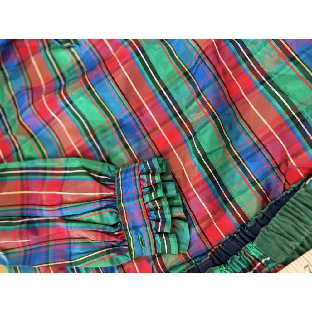 VTG 70’s Patchwork Plaid Christmas Midi Skirt Blouse Matching Set S preppy